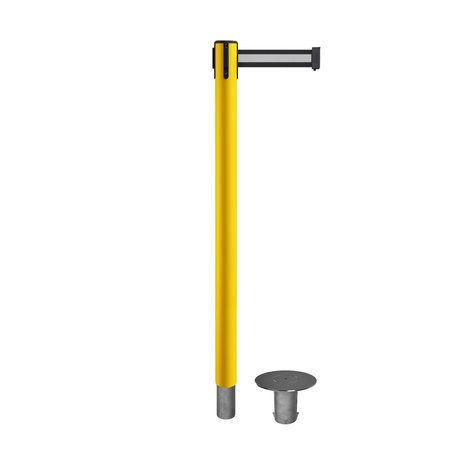 MONTOUR LINE Stanchion Belt Barrier Removable Base Yellow Post 11ft.Bk/W H Belt MSX630R-YW-BWH-110